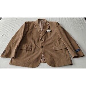 Stafford Corduroy Blazer Mens 46L Brown 2 Button Classic Suit Jacket Sport Coat